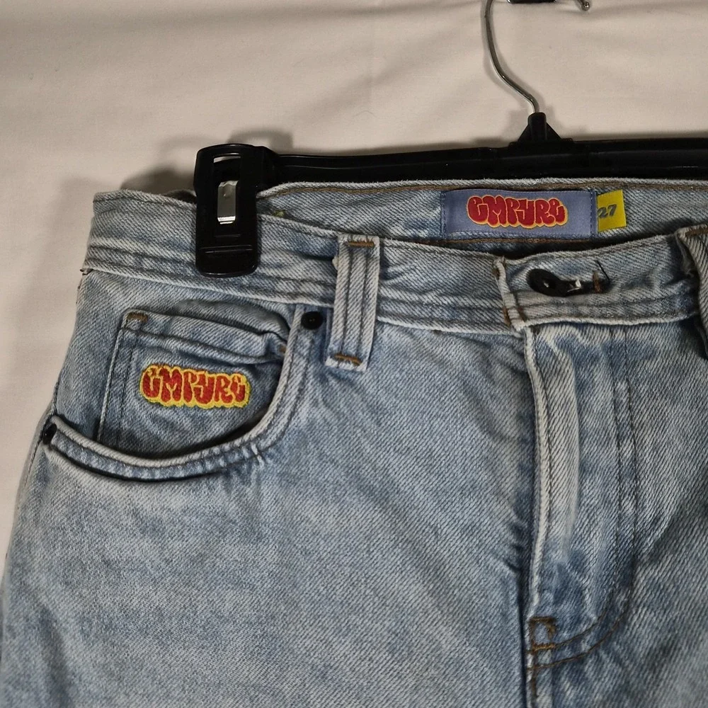Empyre Denim Jorts Shorts Mens 27 Light Wash Baggy Y2K Skater Streetwear Raw Hem